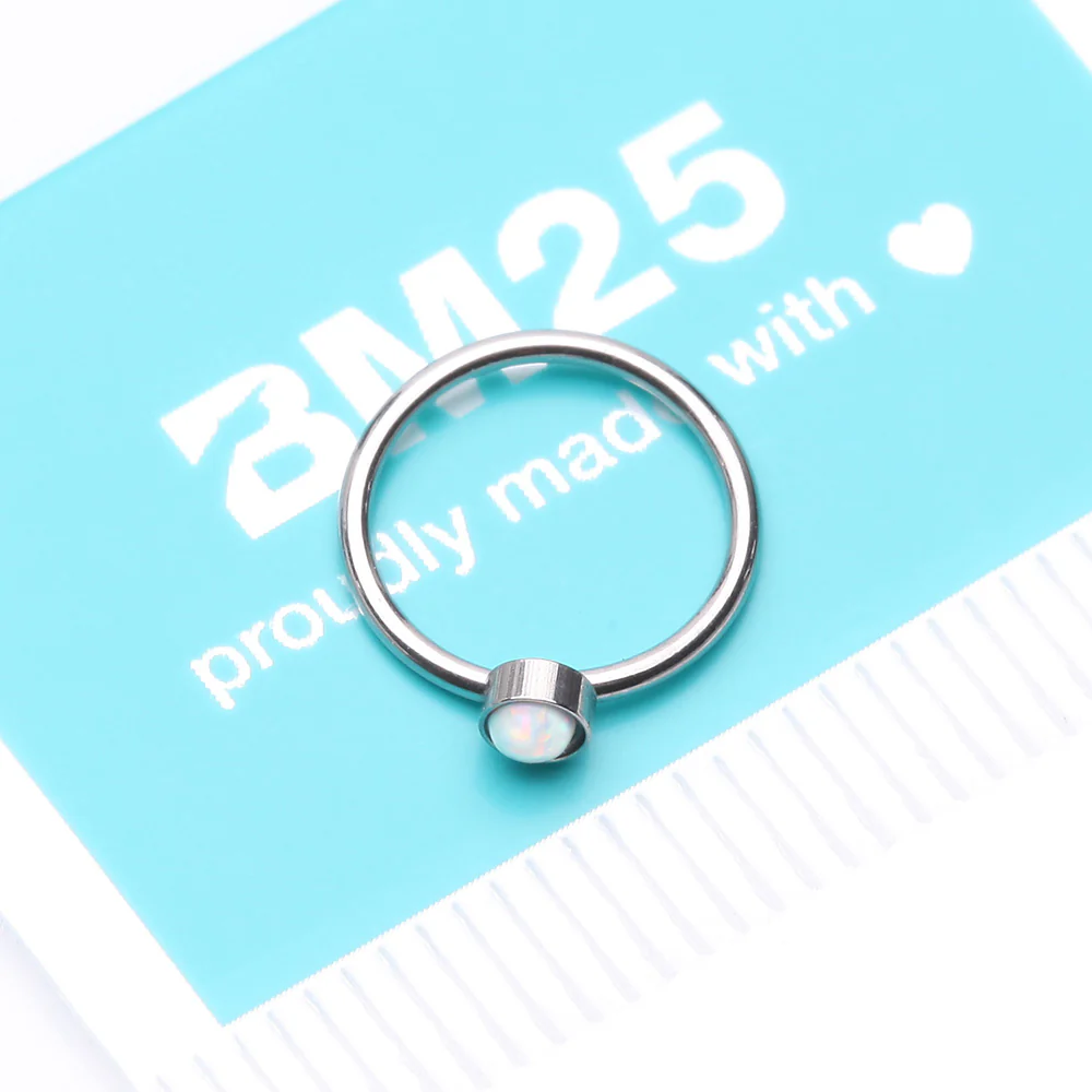 Fire Opal Sparkle Bezel Set Bendable Hoop Ring - Image 5