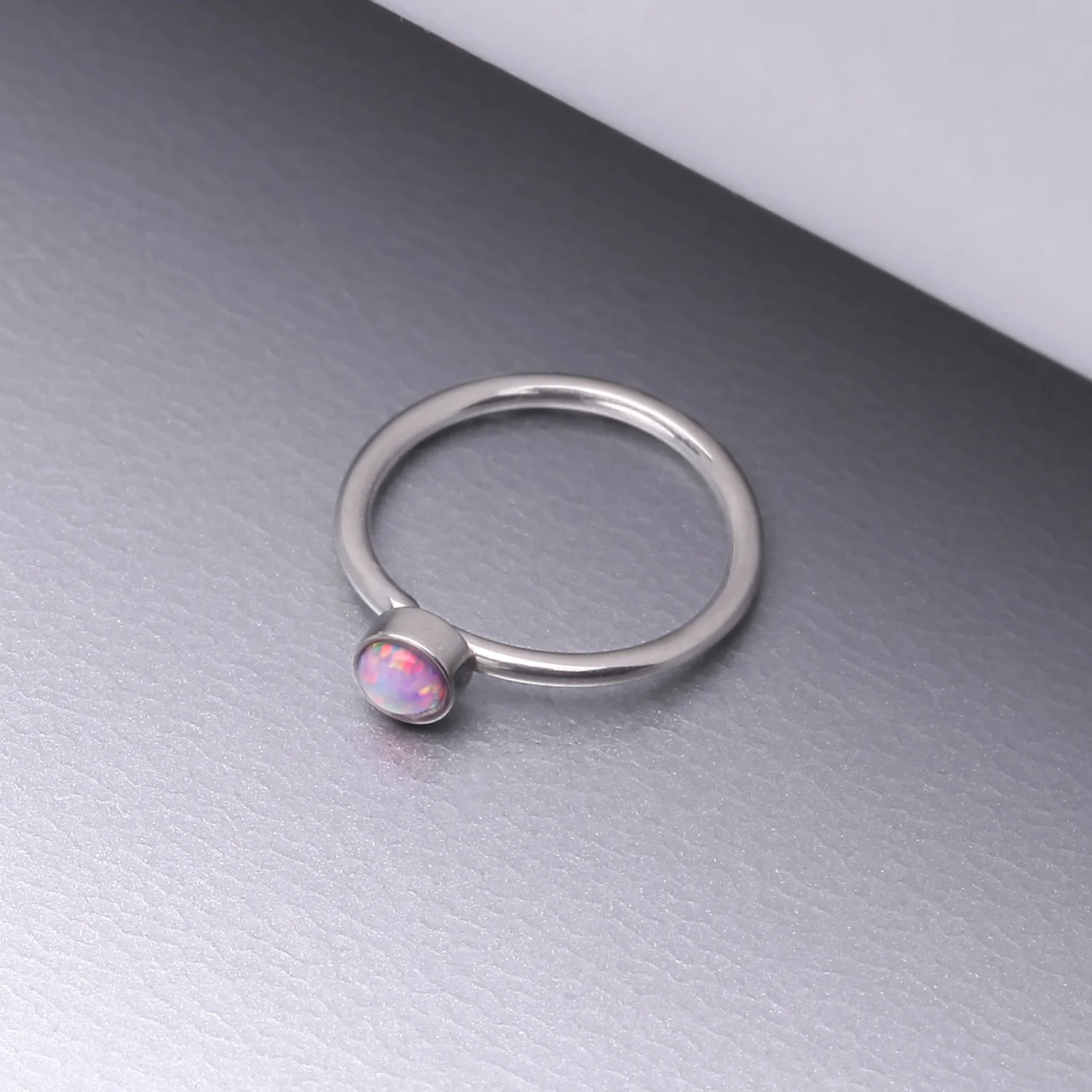 Fire Opal Sparkle Bezel Set Bendable Hoop Ring - Image 2