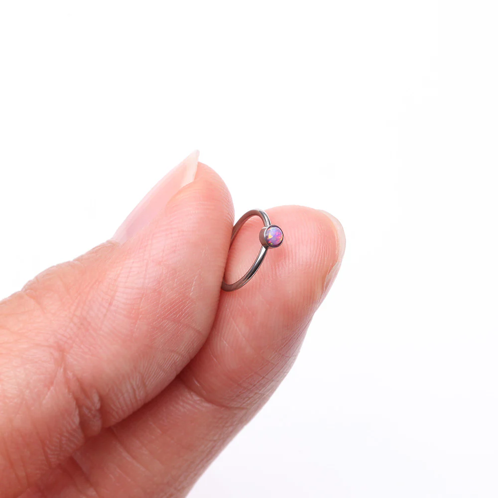 Fire Opal Sparkle Bezel Set Bendable Hoop Ring - Image 3