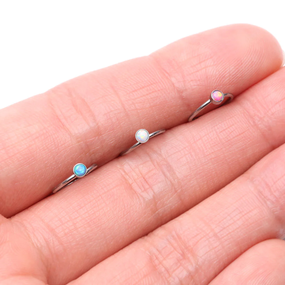 Fire Opal Sparkle Bezel Set Bendable Hoop Ring - Image 4