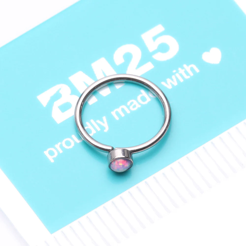 Fire Opal Sparkle Bezel Set Bendable Hoop Ring - Image 5