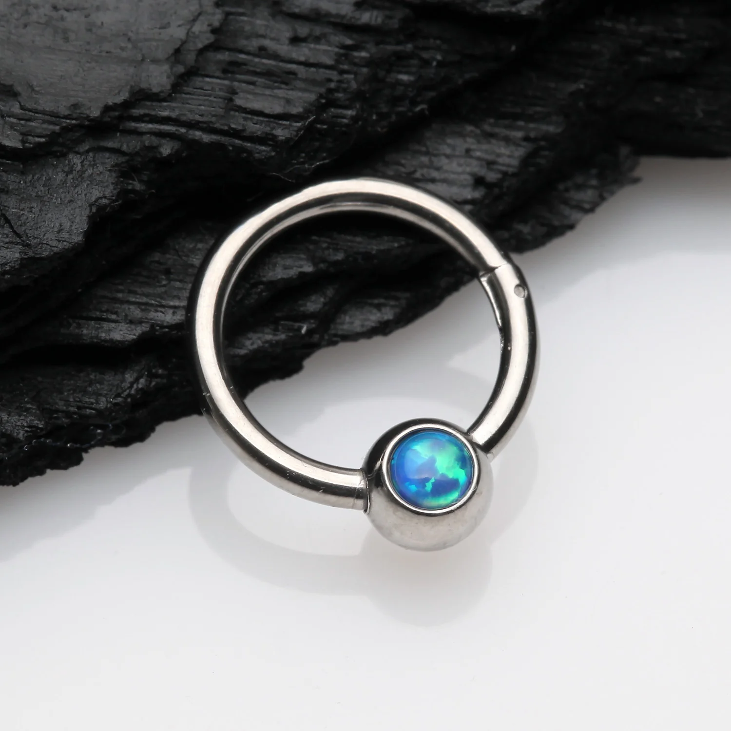 Fire Opal Sparkle CBR Style Seamless Clicker Hoop Ring - Image 2
