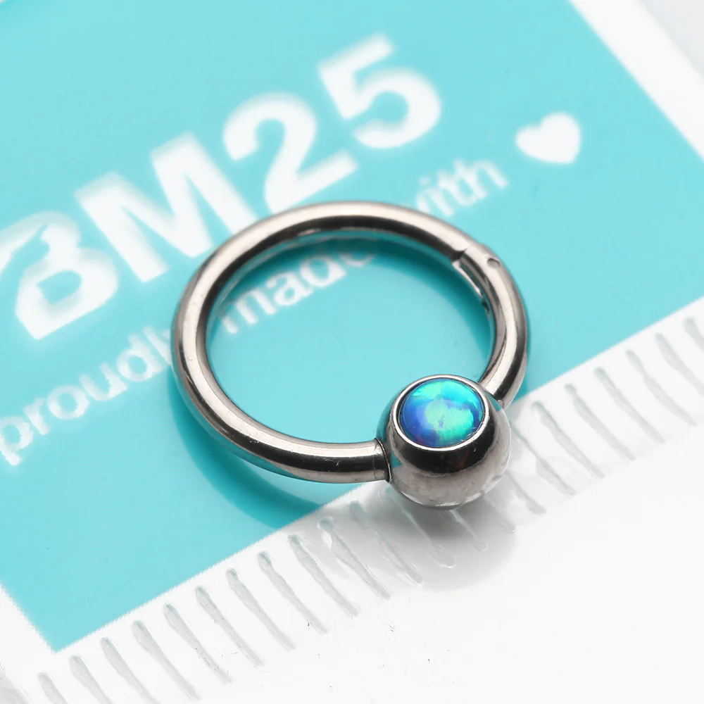 Fire Opal Sparkle CBR Style Seamless Clicker Hoop Ring - Image 3