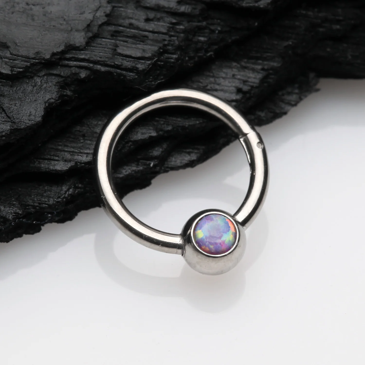 Fire Opal Sparkle CBR Style Seamless Clicker Hoop Ring - Image 2