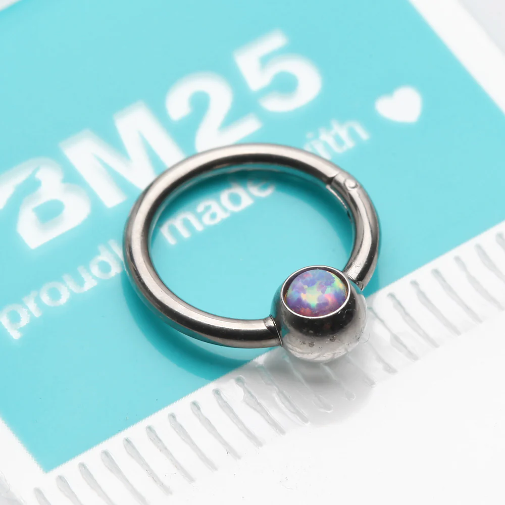 Fire Opal Sparkle CBR Style Seamless Clicker Hoop Ring - Image 3