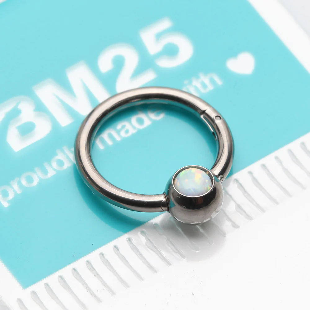 Fire Opal Sparkle CBR Style Seamless Clicker Hoop Ring - Image 3
