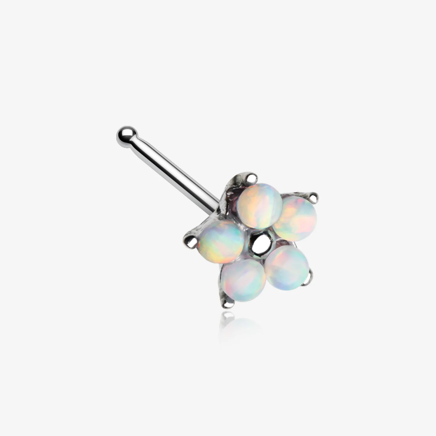 Fire Opal Spring Flower Sparkle Nose Stud Ring