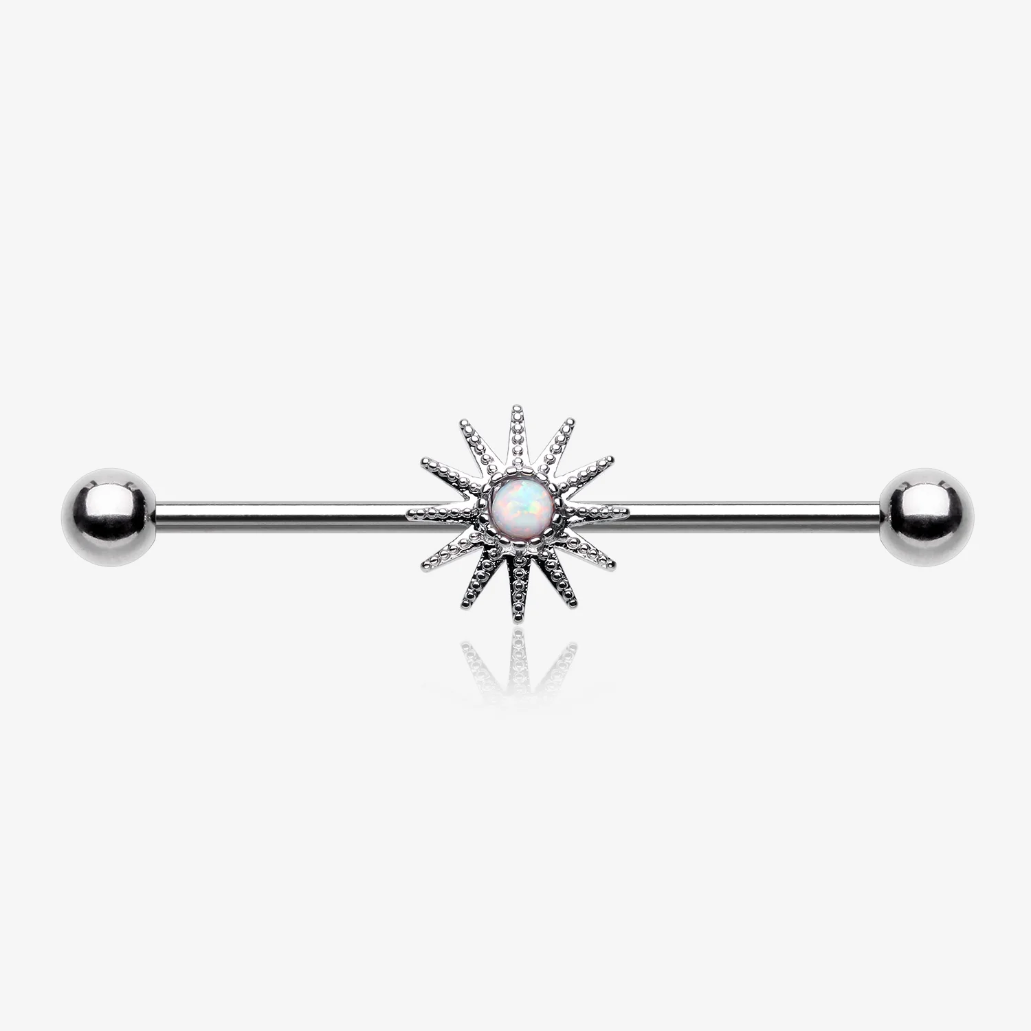 Fire Opal Sunburst Sparkle Industrial Barbell