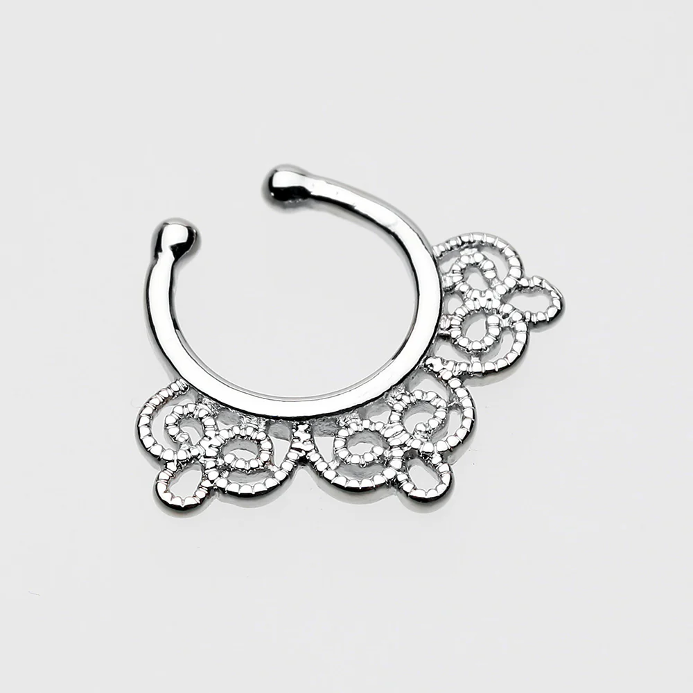 Florid Filigree Fake Septum Clip-On Ring - Image 3