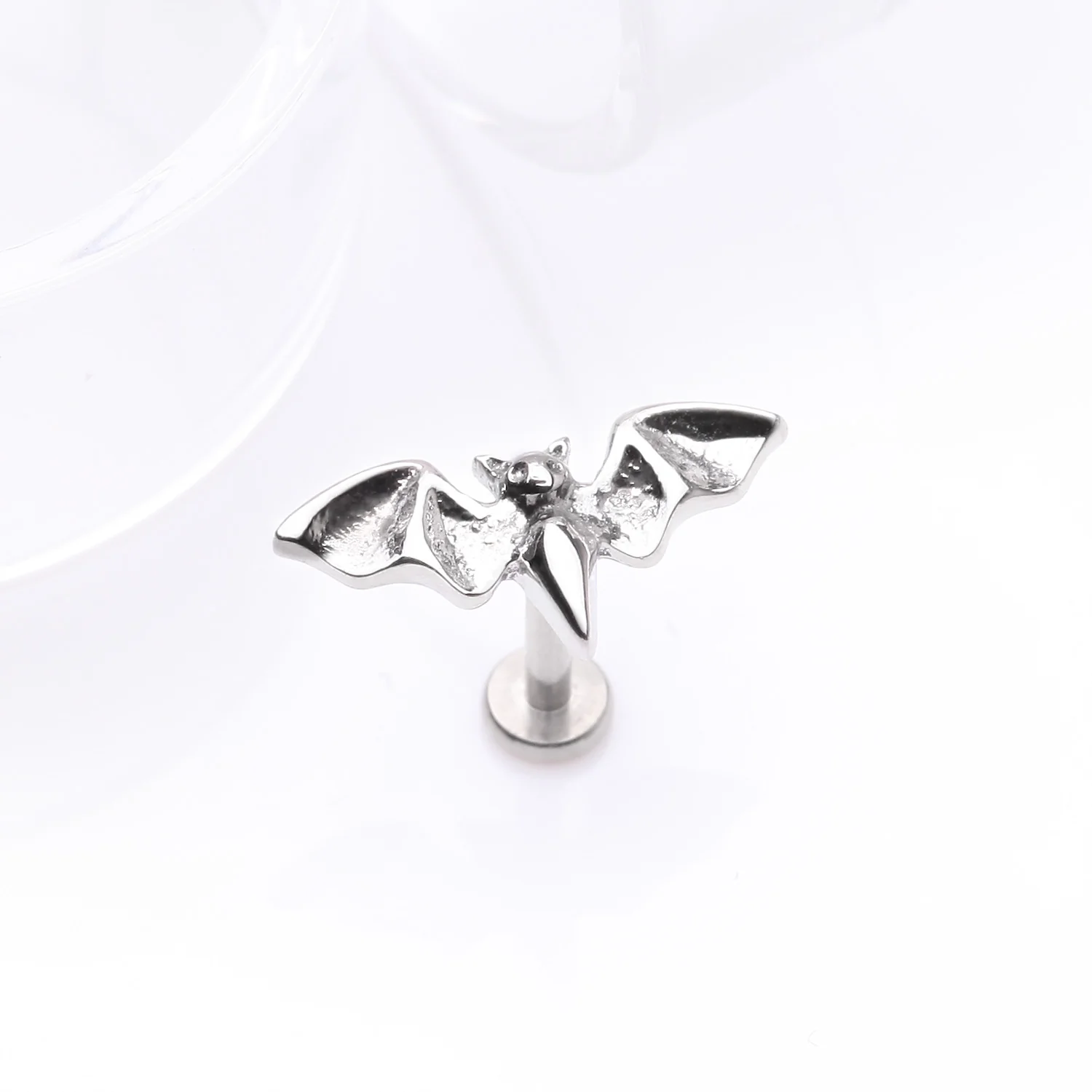 Flying Night Bat Internally Threaded Steel Flat Back Stud Labret - Image 2