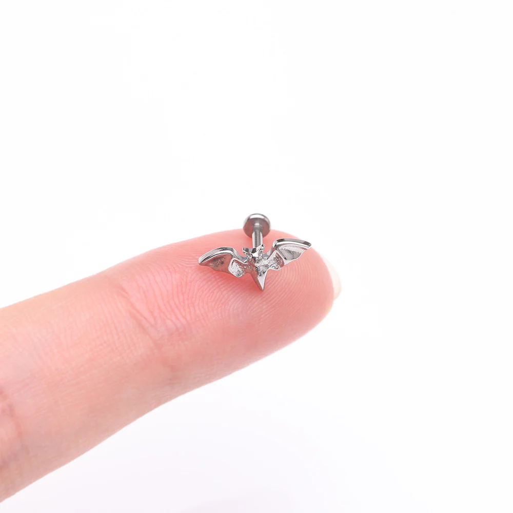 Flying Night Bat Internally Threaded Steel Flat Back Stud Labret - Image 3