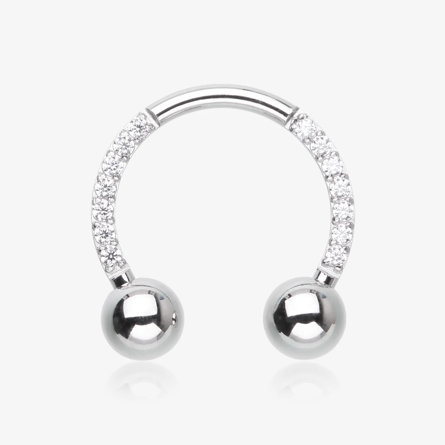 Front Facing Sparkle Multi-Gem Steel Horseshoe Circular Barbell