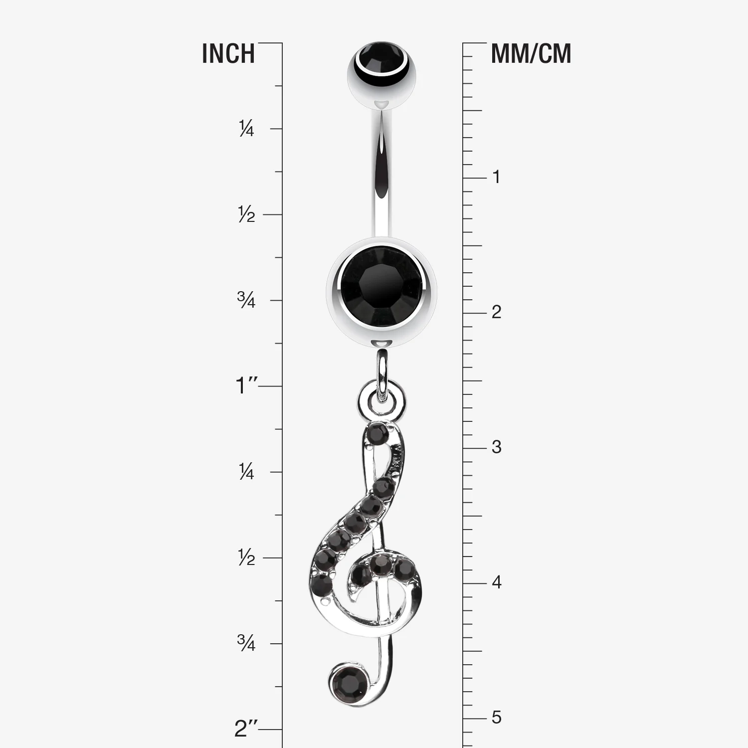 G Clef Music Note Sparkle Belly Ring - Image 2
