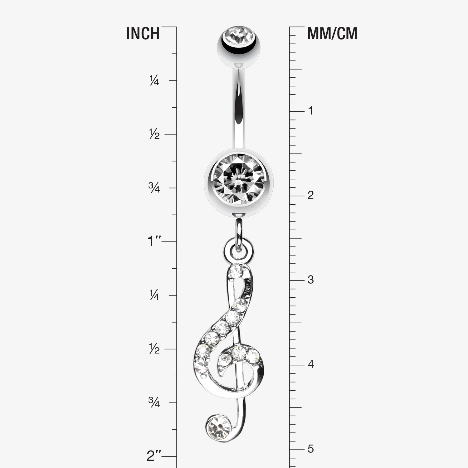 G Clef Music Note Sparkle Belly Ring - Image 2