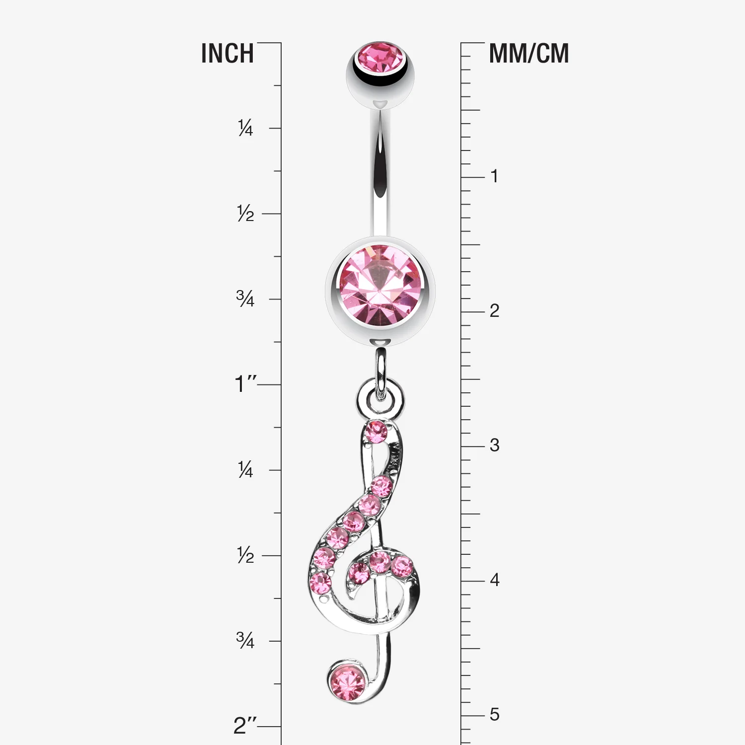 G Clef Music Note Sparkle Belly Ring - Image 2