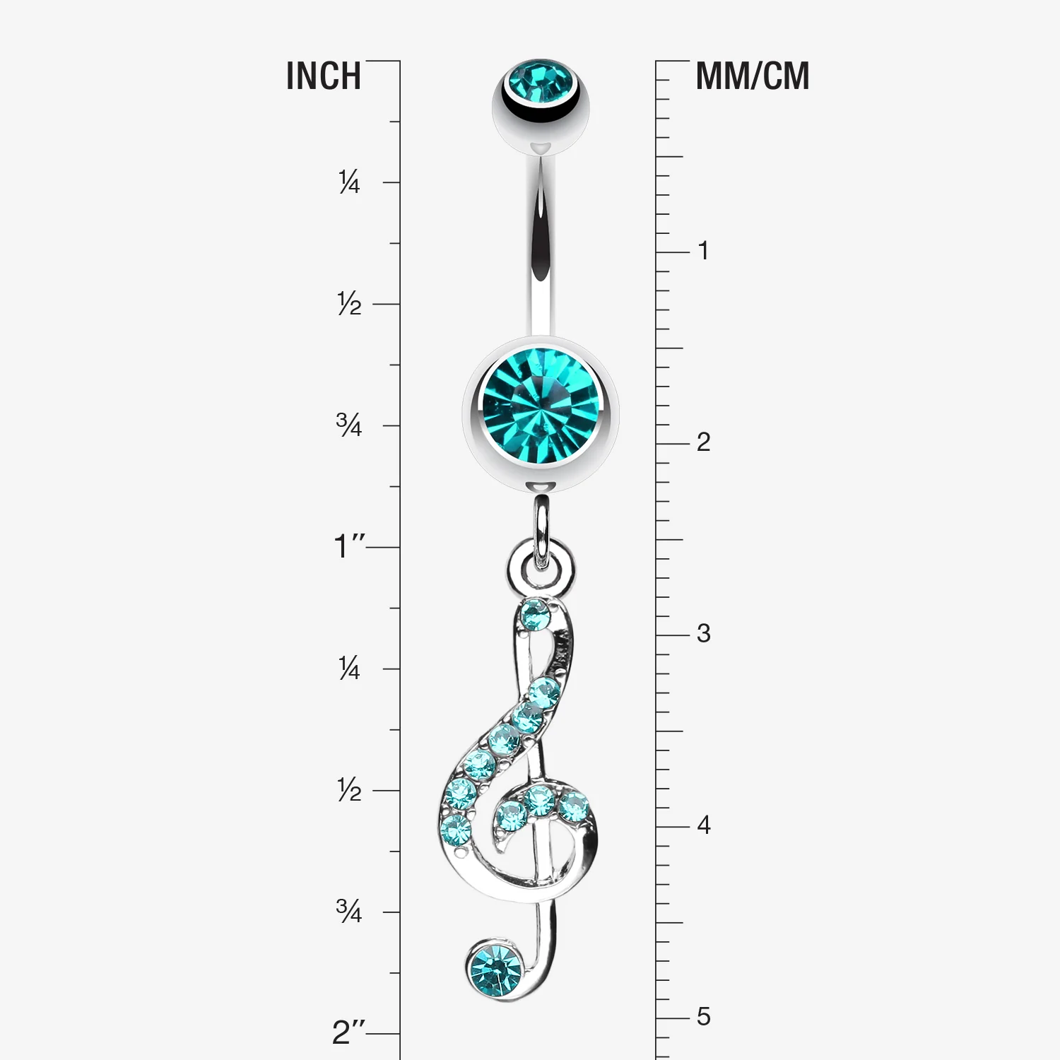 G Clef Music Note Sparkle Belly Ring - Image 2