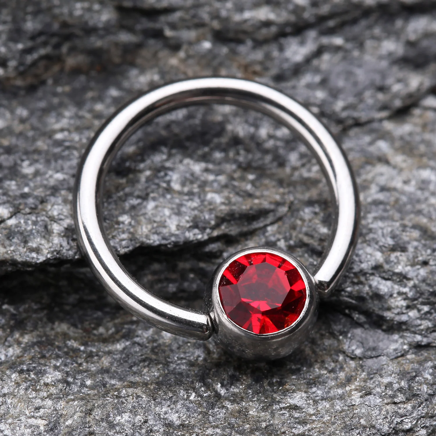 Gem Ball Steel Captive Bead Ring - Image 2