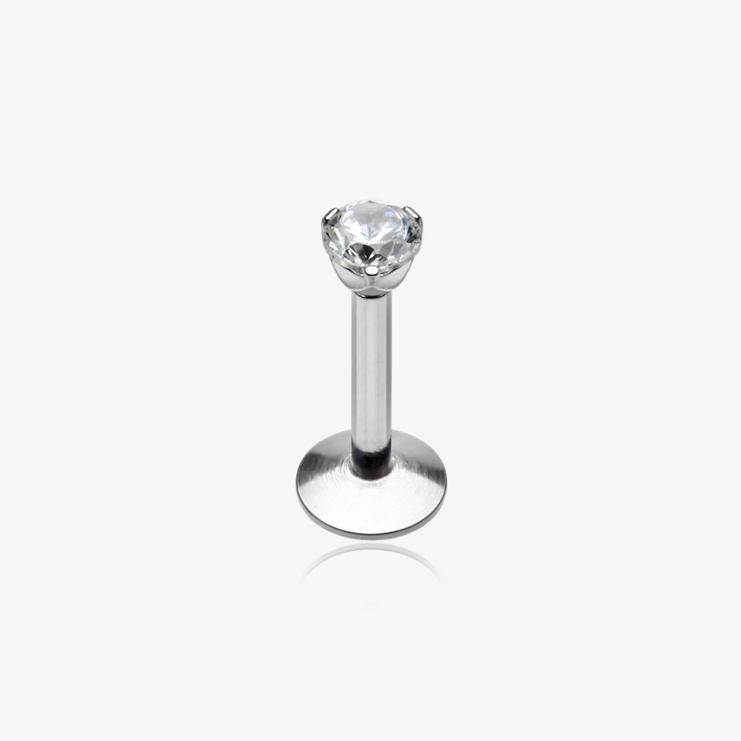 Gem Top Prong Set Steel Labret