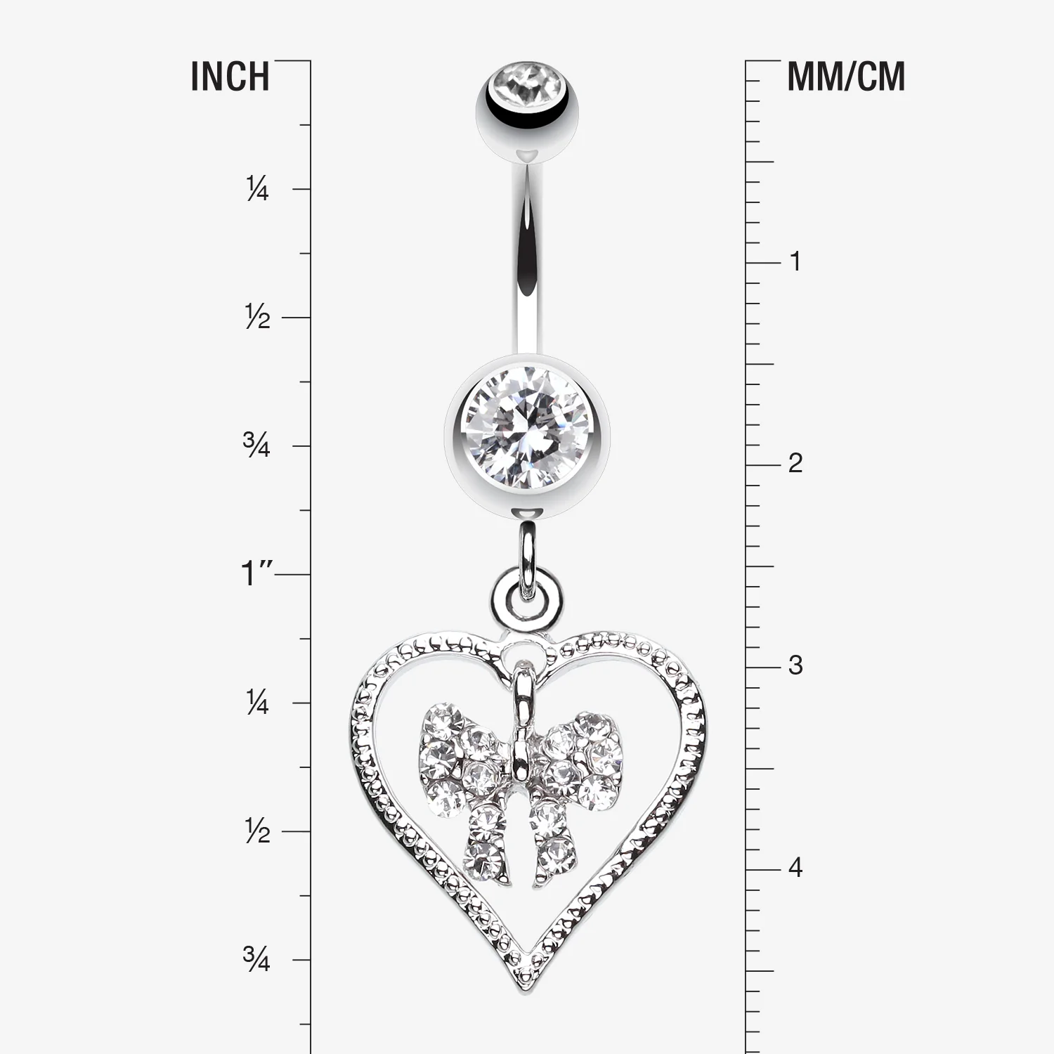 Glam Bow-Tie in Heart Belly Button Ring - Image 2