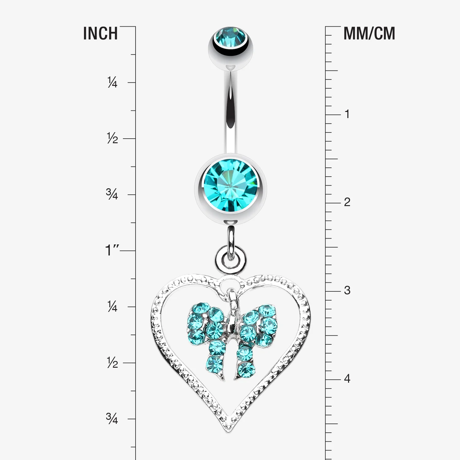 Glam Bow-Tie in Heart Belly Button Ring - Image 2