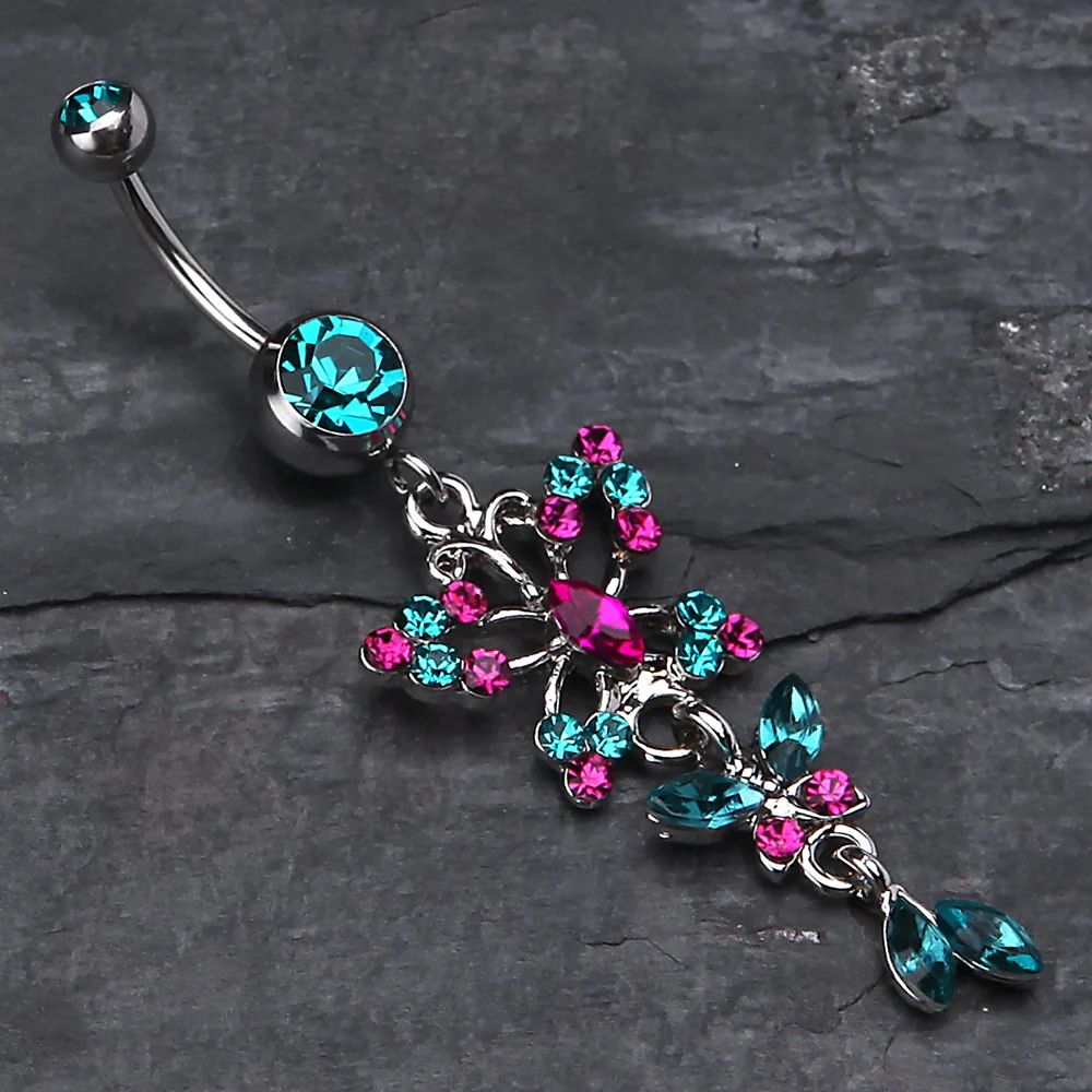 Glam Butterfly Fall Fancy Belly Ring - Image 3
