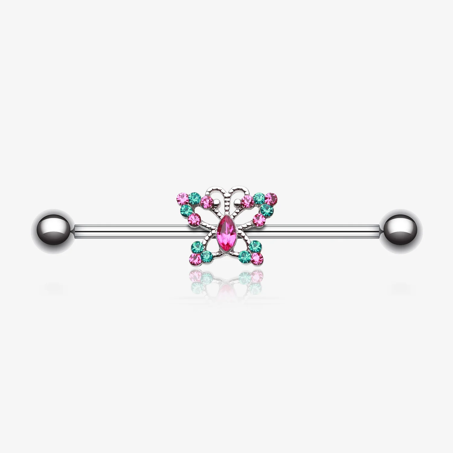 Glam Butterfly Sparkle Industrial Barbell