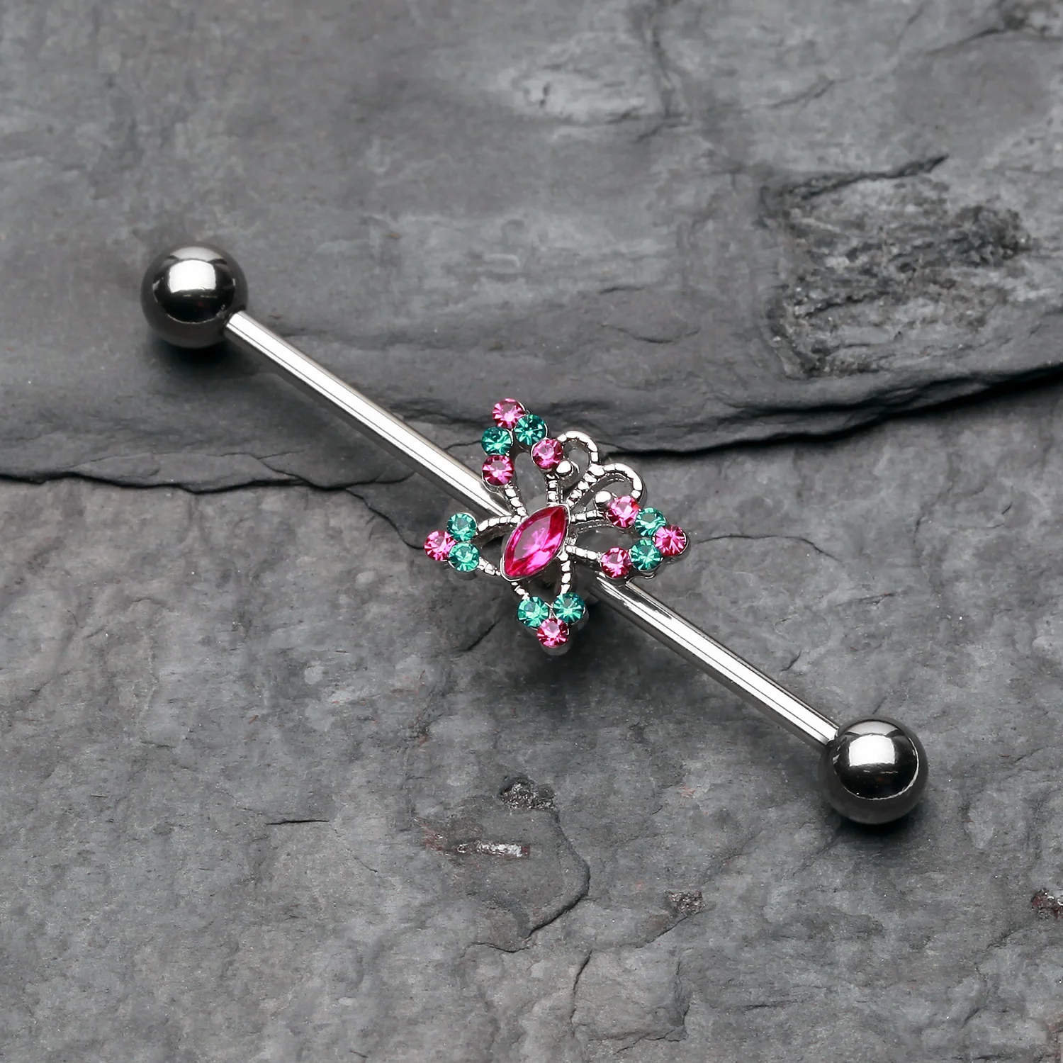 Glam Butterfly Sparkle Industrial Barbell - Image 2
