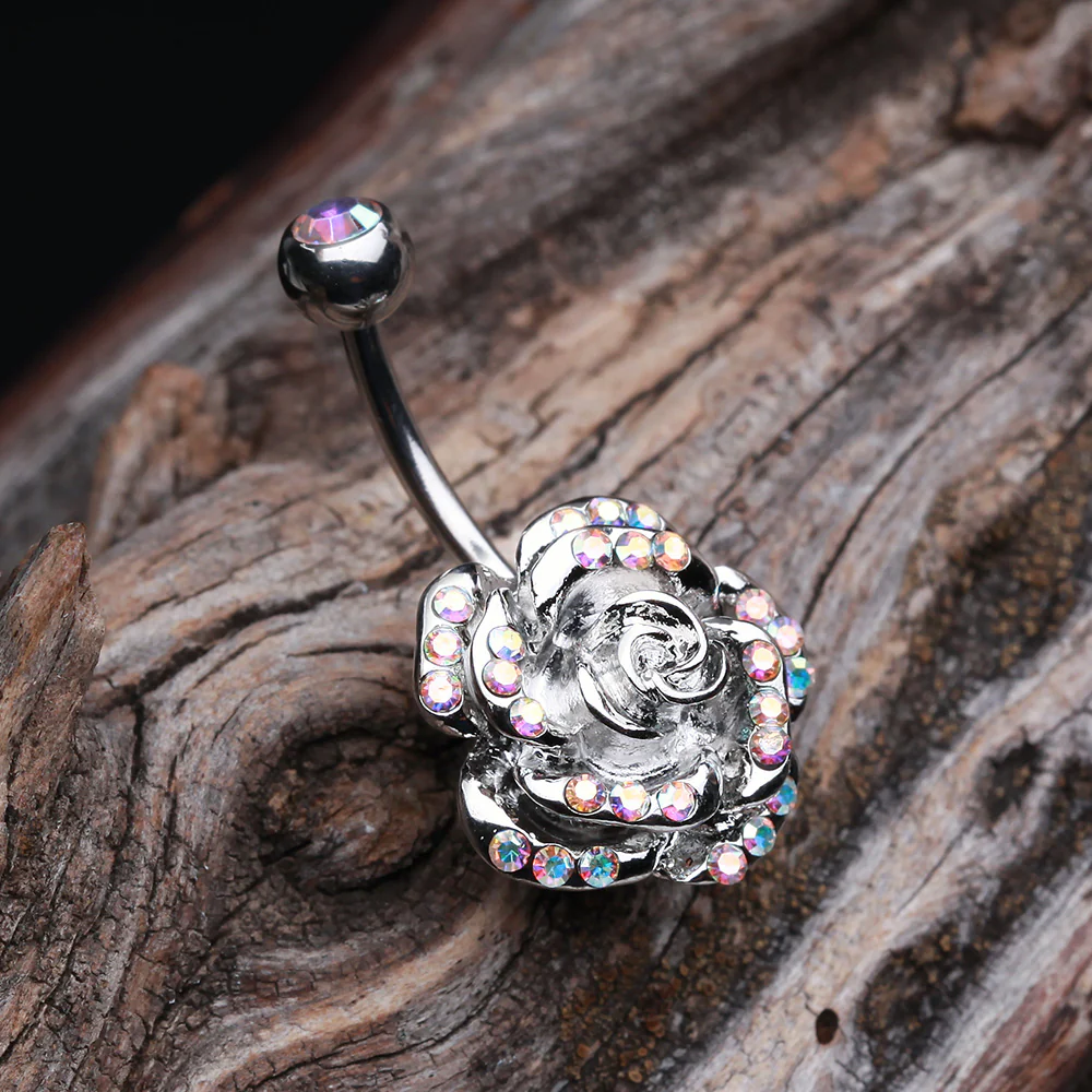Gleam Rose Blossom Belly Button Ring - Image 3