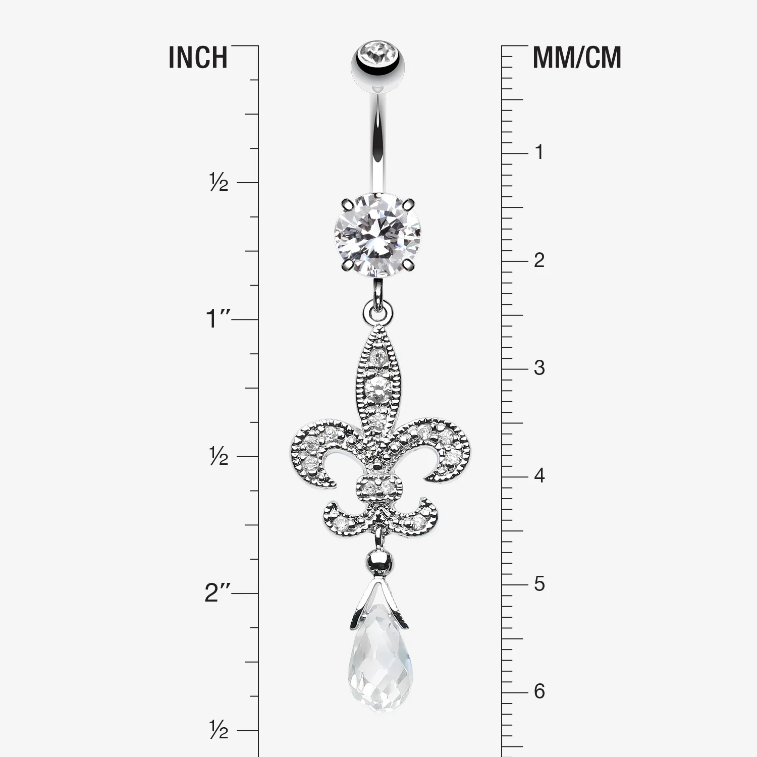 Glistening Fleur De Lis Belly Button Ring - Image 2
