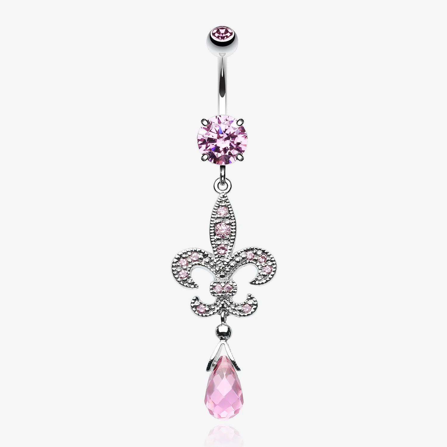 Glistening Fleur De Lis Belly Button Ring