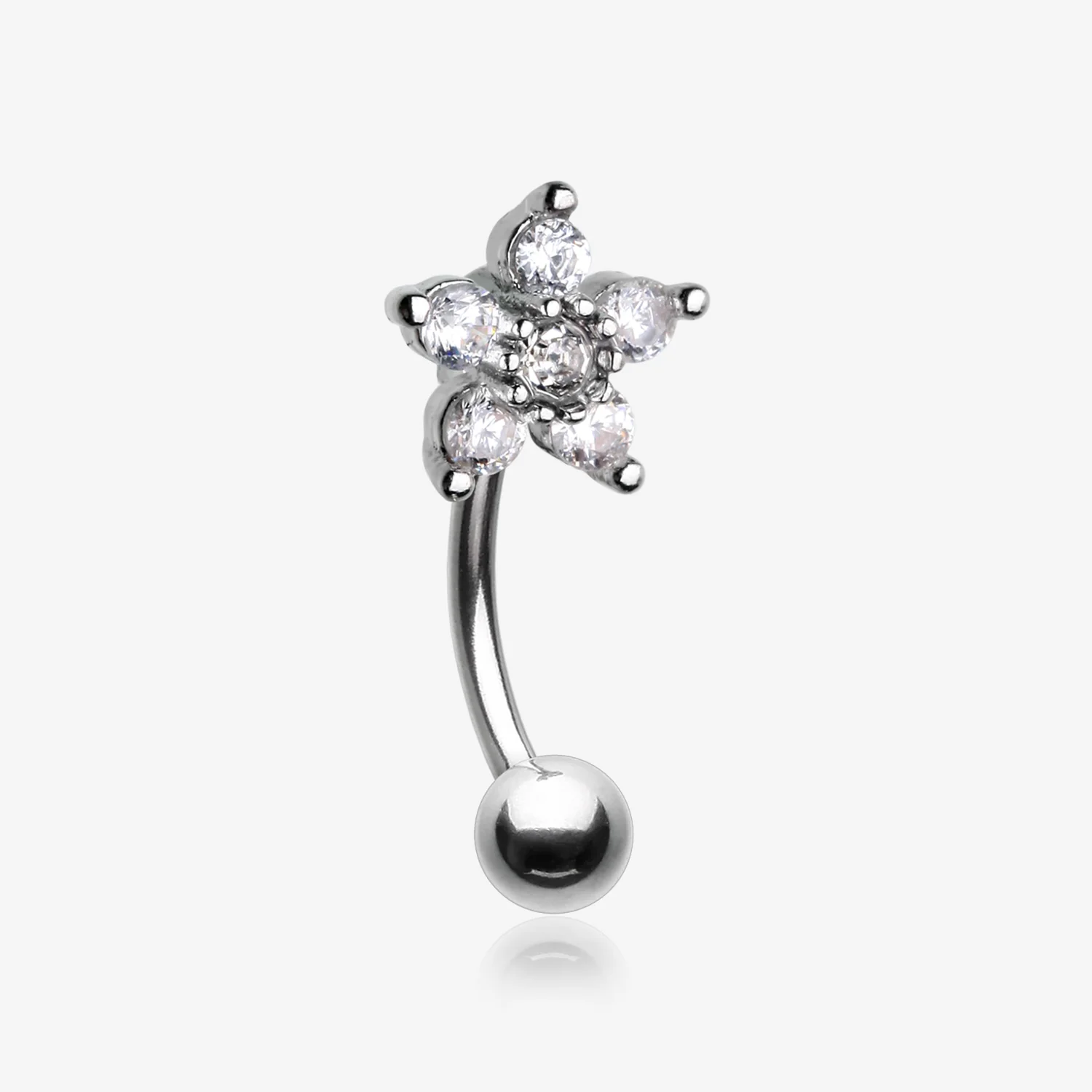 Glistening Flower Sparkle Curved Barbell