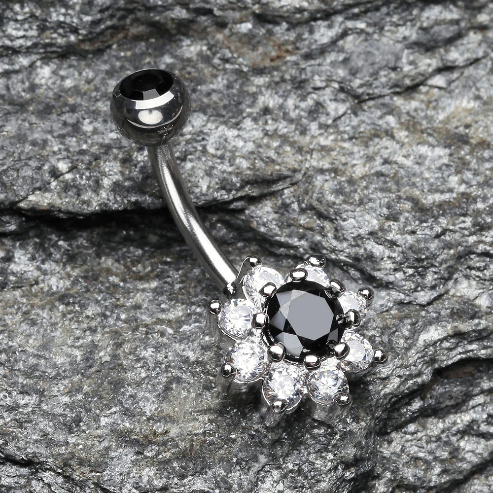 Glistening Spring Flower Sparkle Belly Button Ring - Image 3