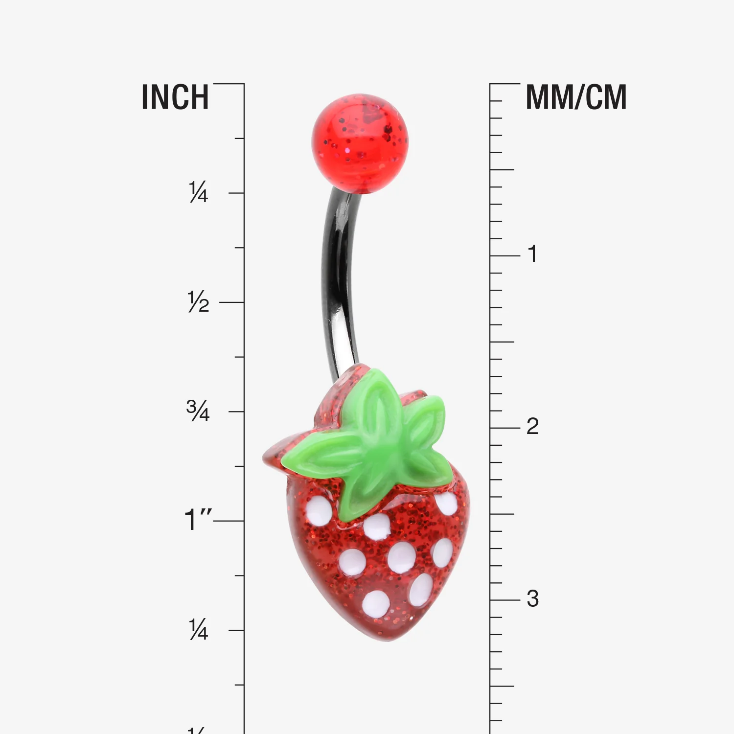 Glittery Strawberry Belly Button Ring - Image 2