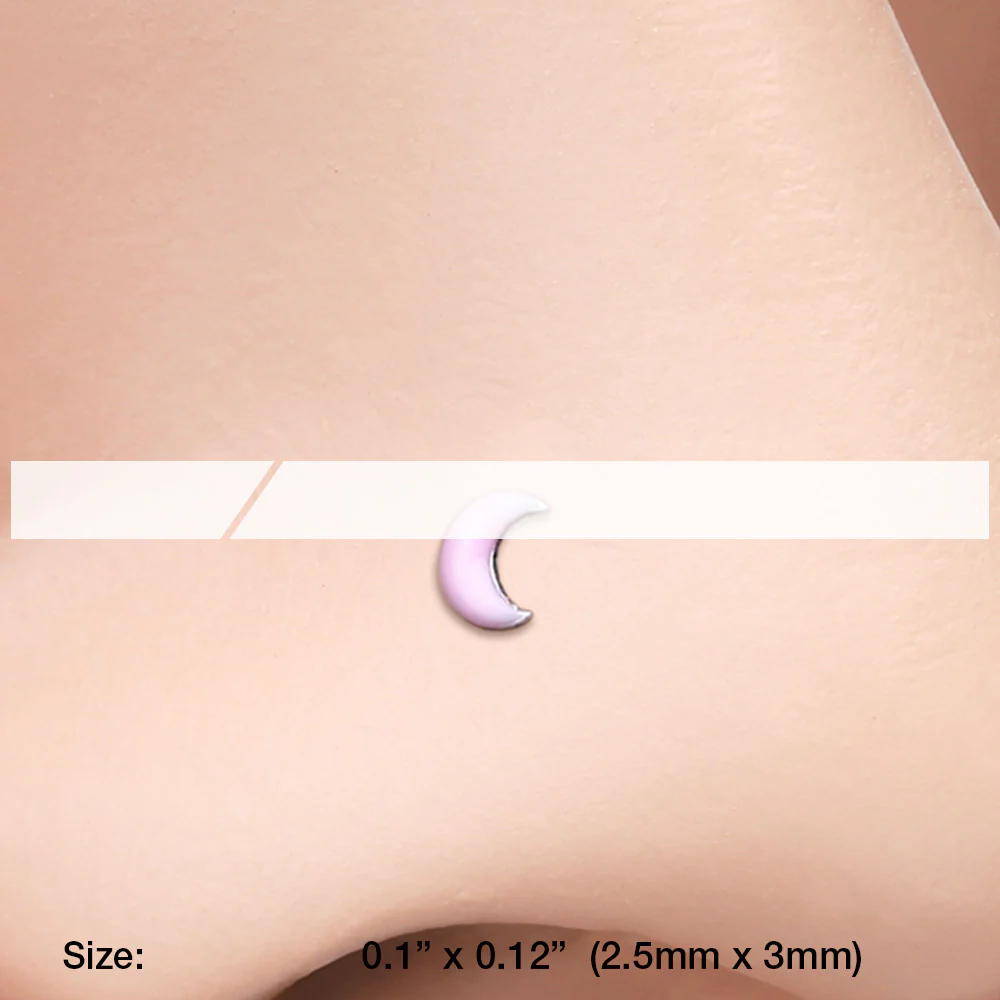 Glow in the Dark Crescent Moon L-Shaped Nose Ring - Image 3