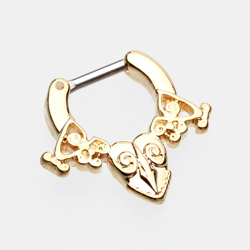 Gold Luria Tribal Filigree Septum Clicker - Image 3