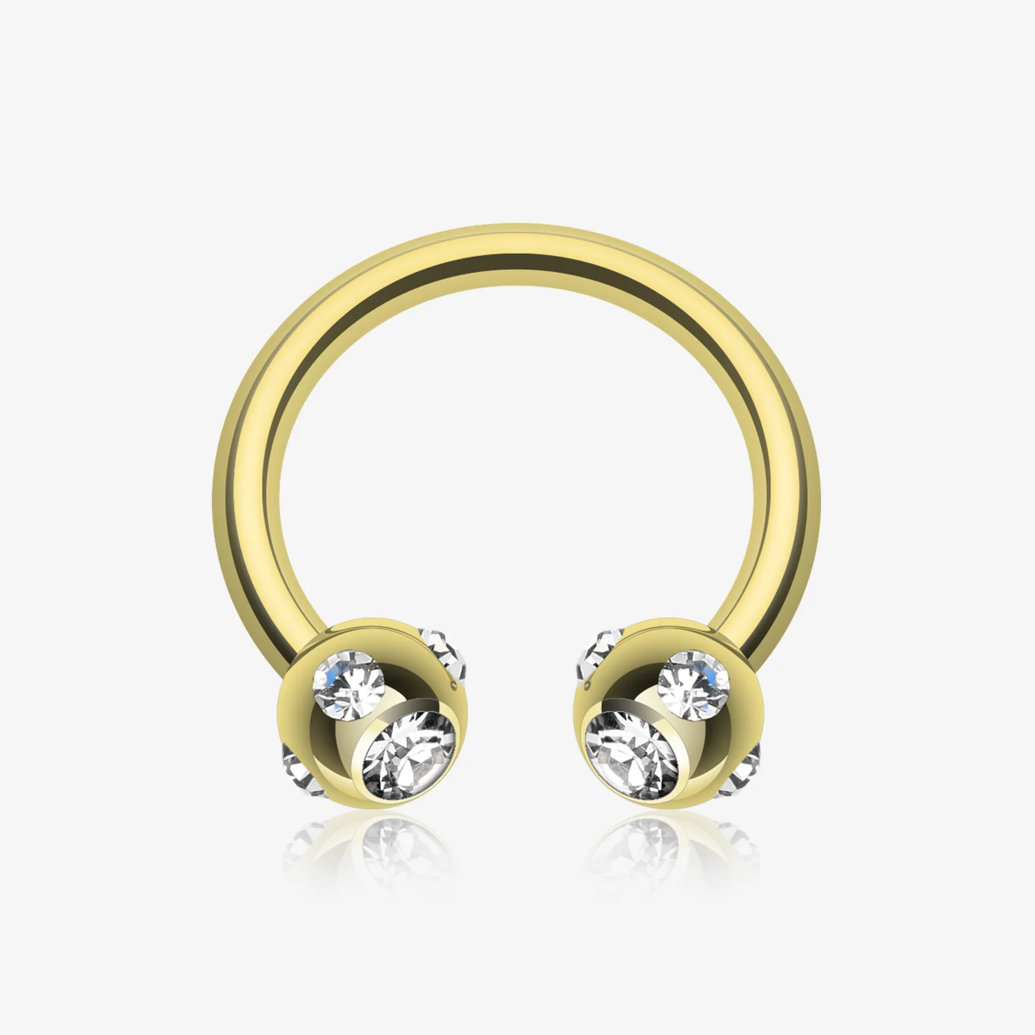 Gold Plated Aurora Gem Ball Horseshoe Circular Barbell