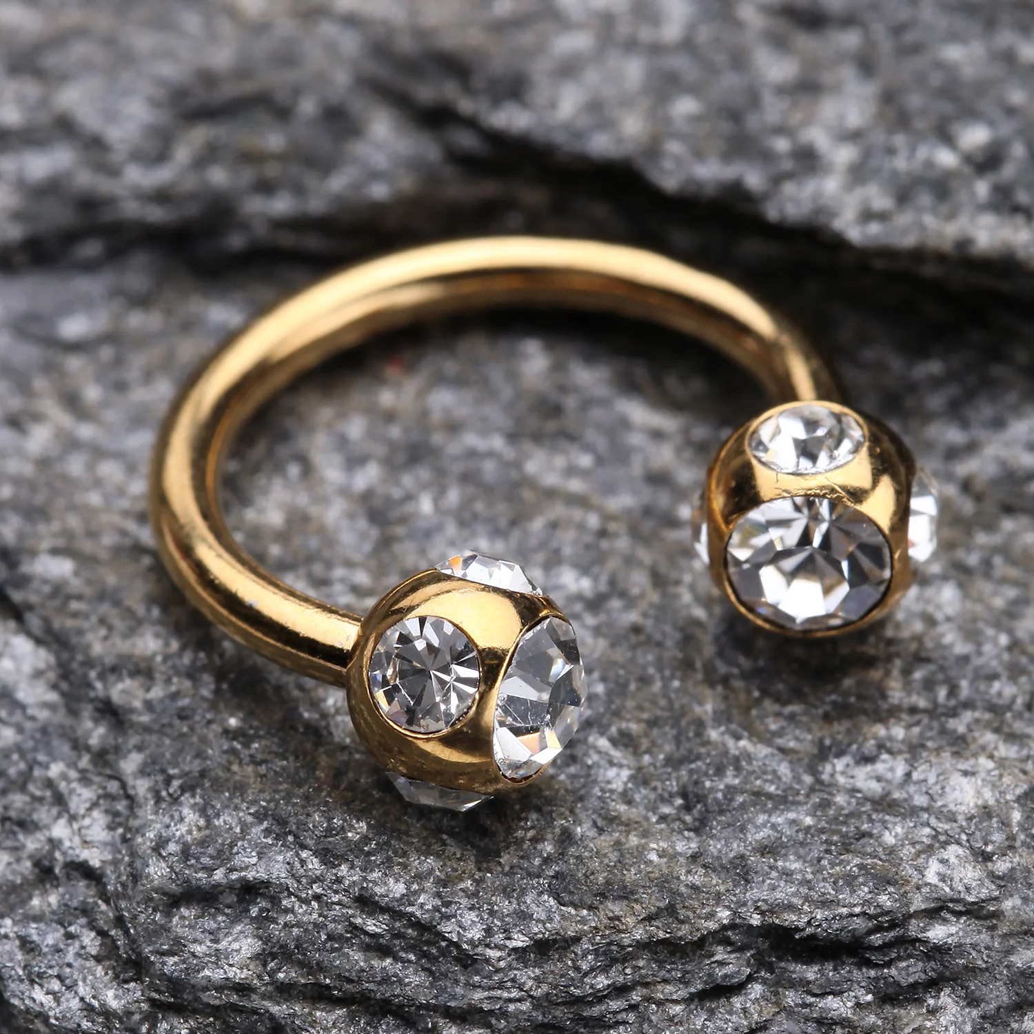 Gold Plated Aurora Gem Ball Horseshoe Circular Barbell - Image 2