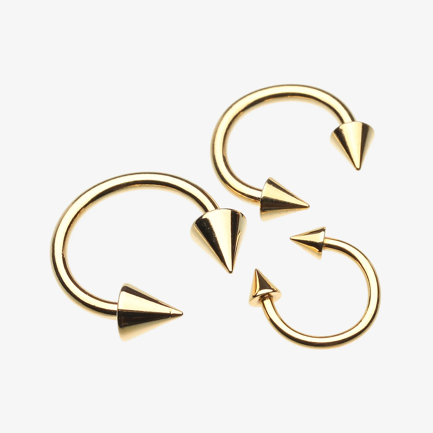 Gold Plated Basic Spike Top Horseshoe Circular Barbell