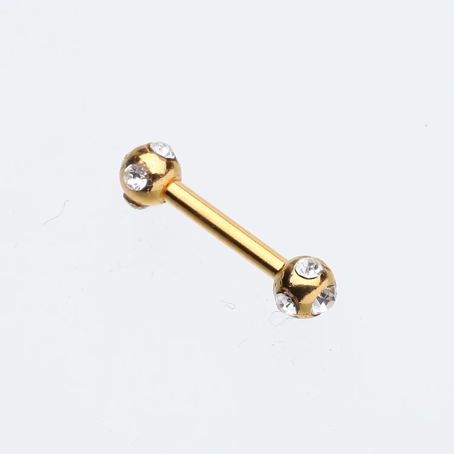 Gold Plated Double Aurora Gem Ball Steel Cartilage Tragus Barbell - Image 2