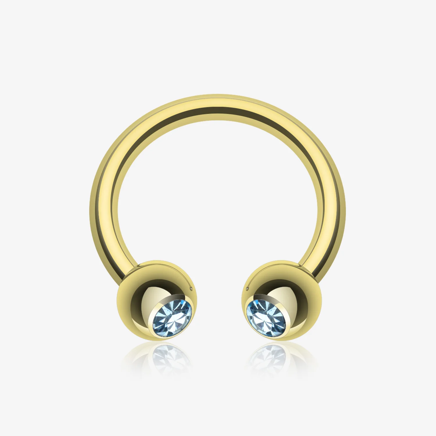 Gold Plated Gem Ball Horseshoe Circular Barbell