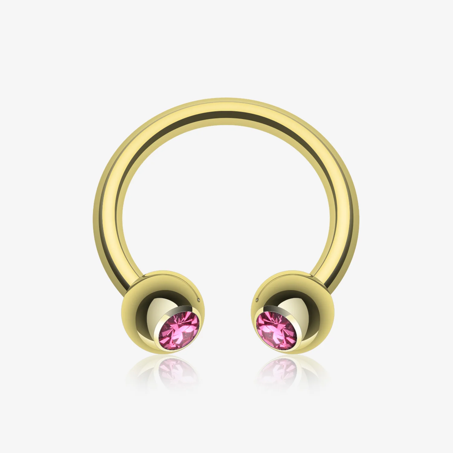 Gold Plated Gem Ball Horseshoe Circular Barbell