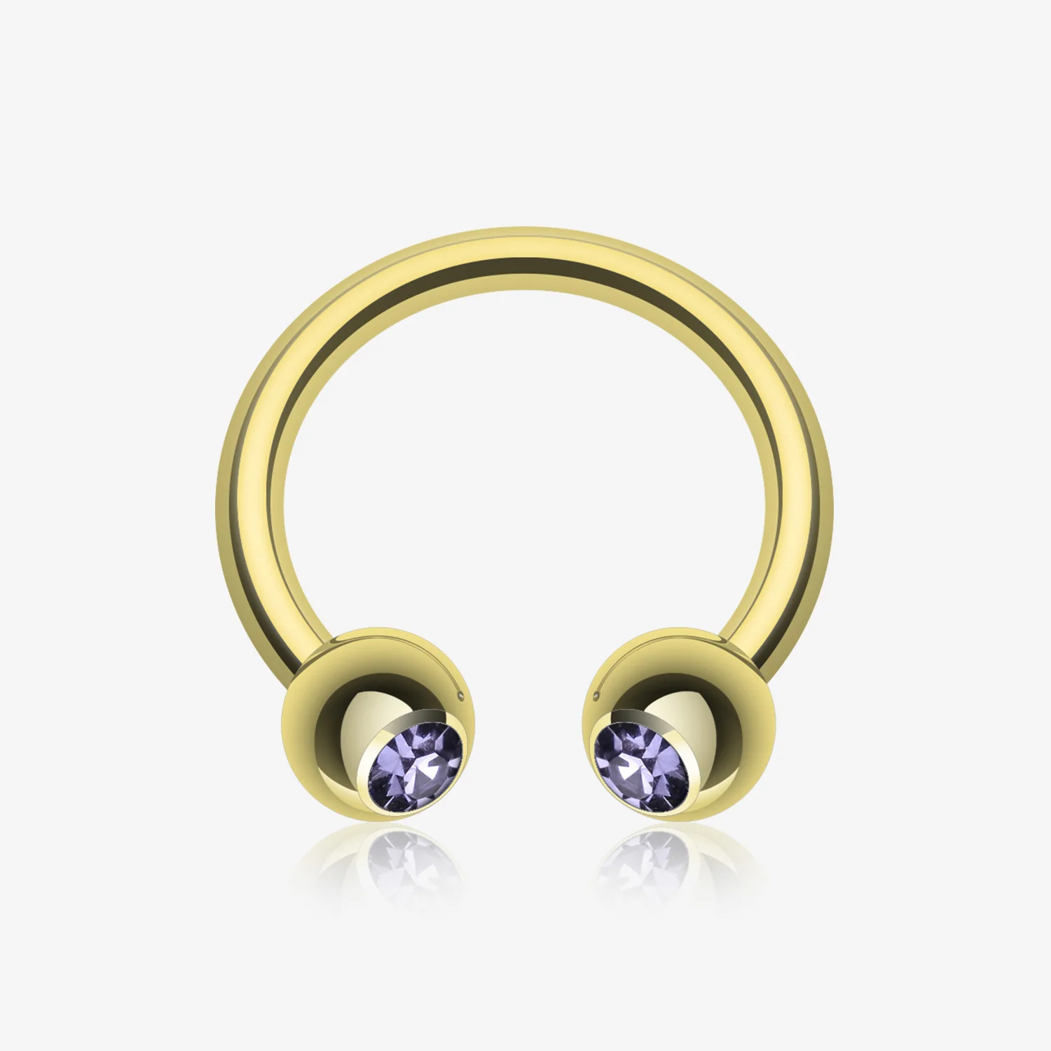 Gold Plated Gem Ball Horseshoe Circular Barbell
