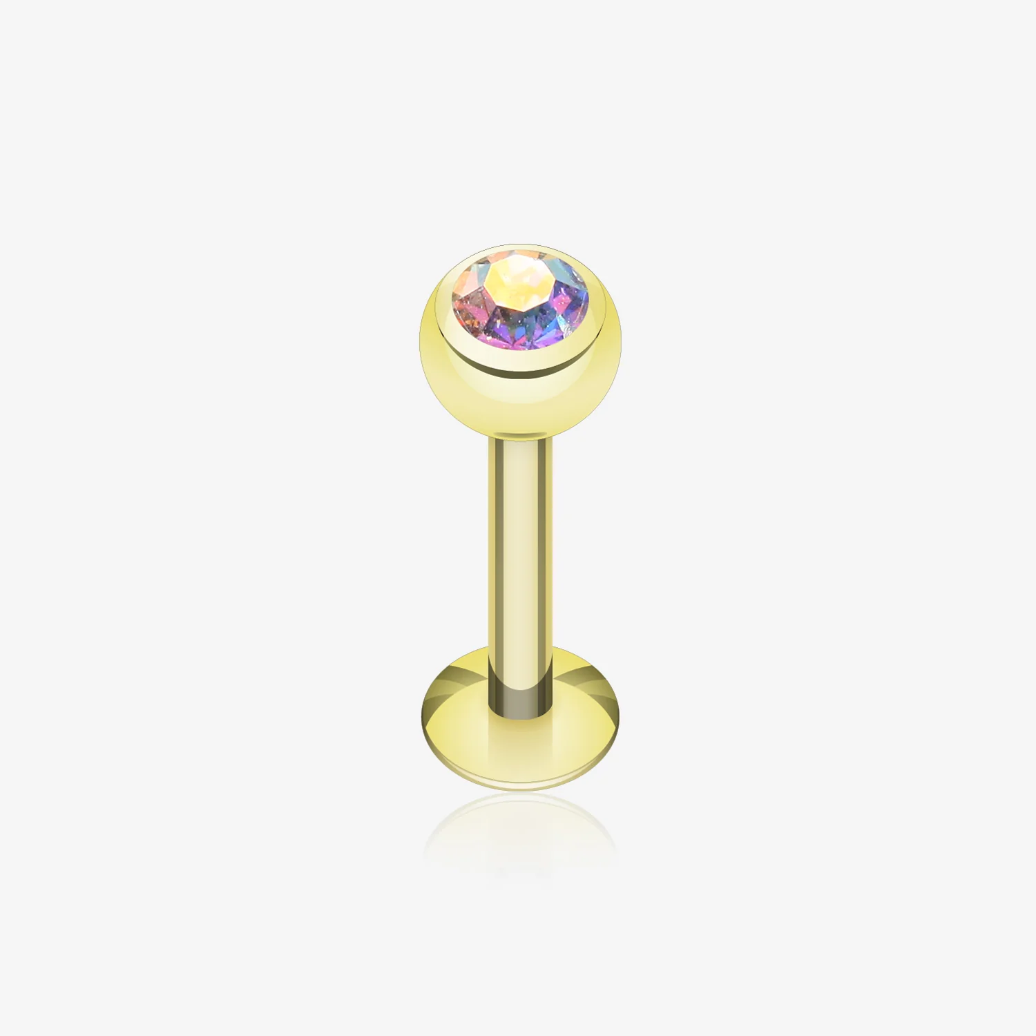 Gold Plated Gem Ball Steel Labret