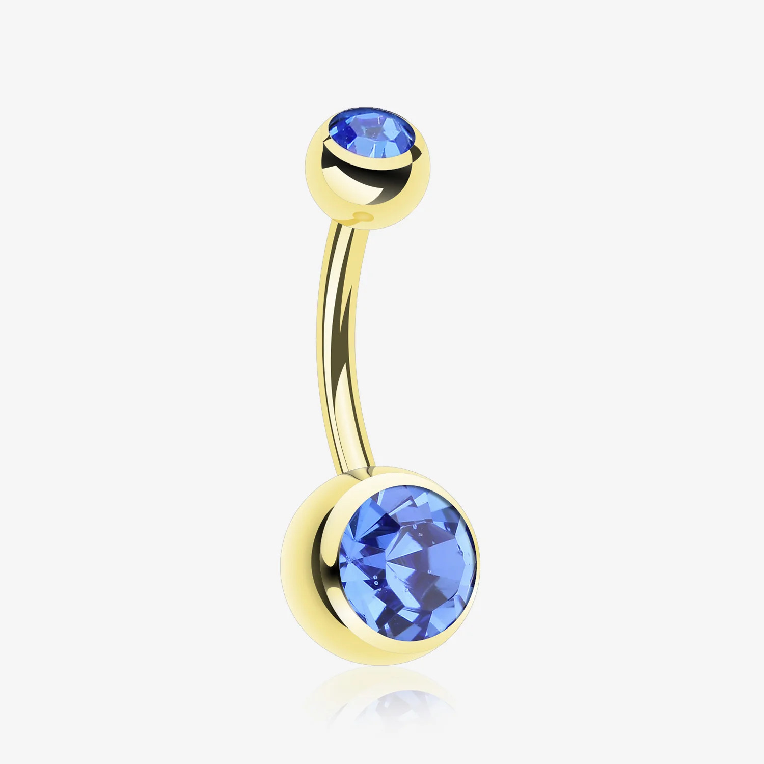 Gold PVD Double Gem Ball Steel Belly Button Ring