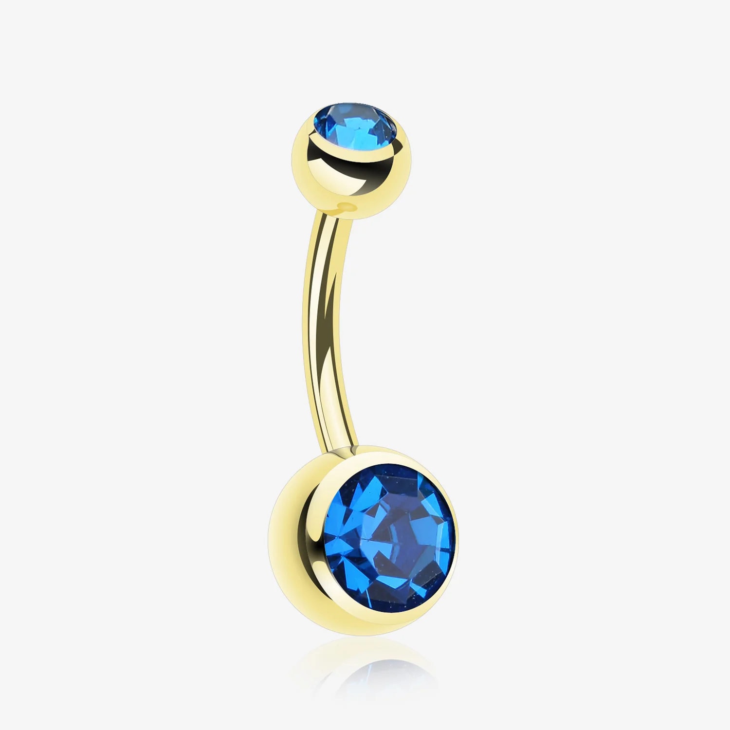 Gold PVD Double Gem Ball Steel Belly Button Ring