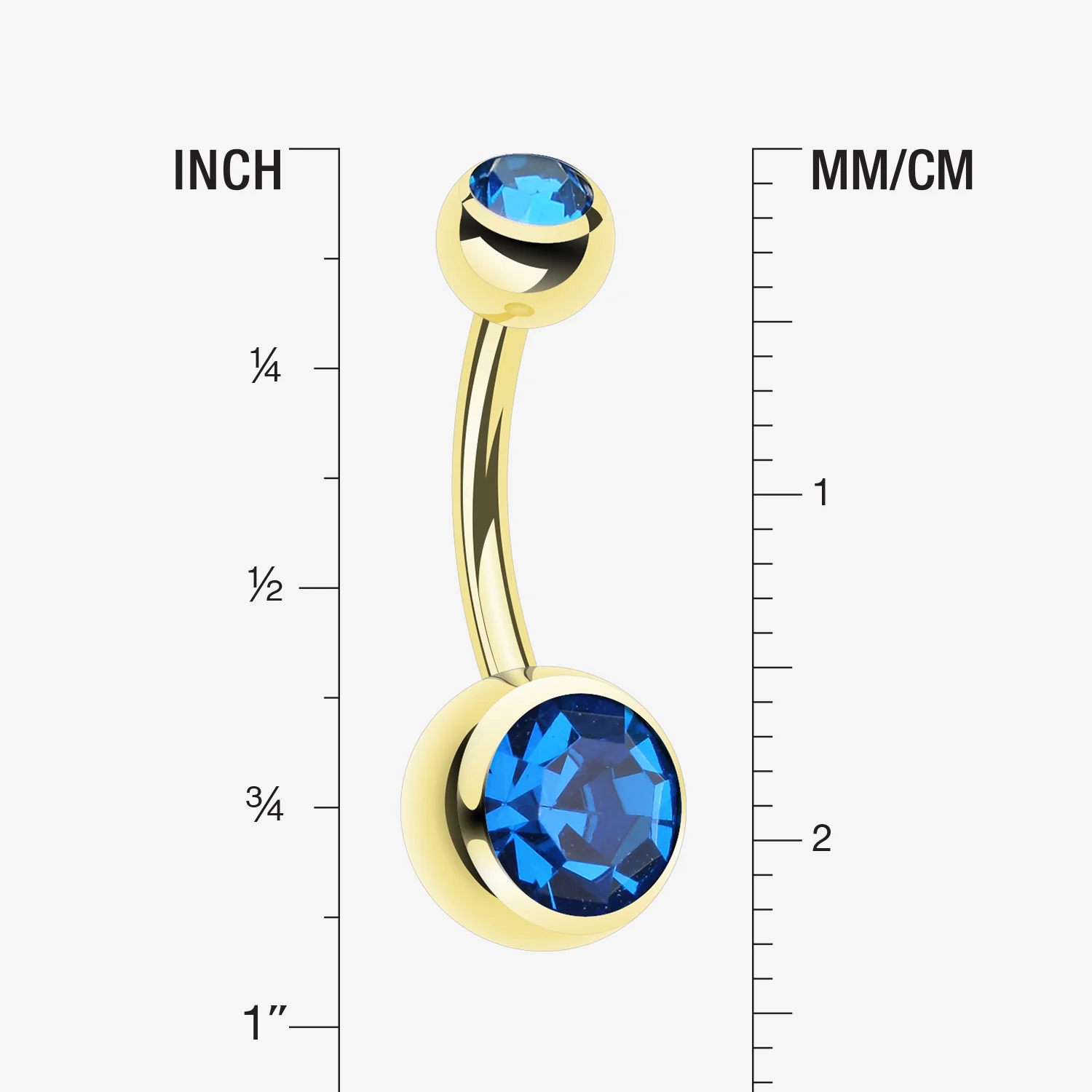 Gold PVD Double Gem Ball Steel Belly Button Ring - Image 2