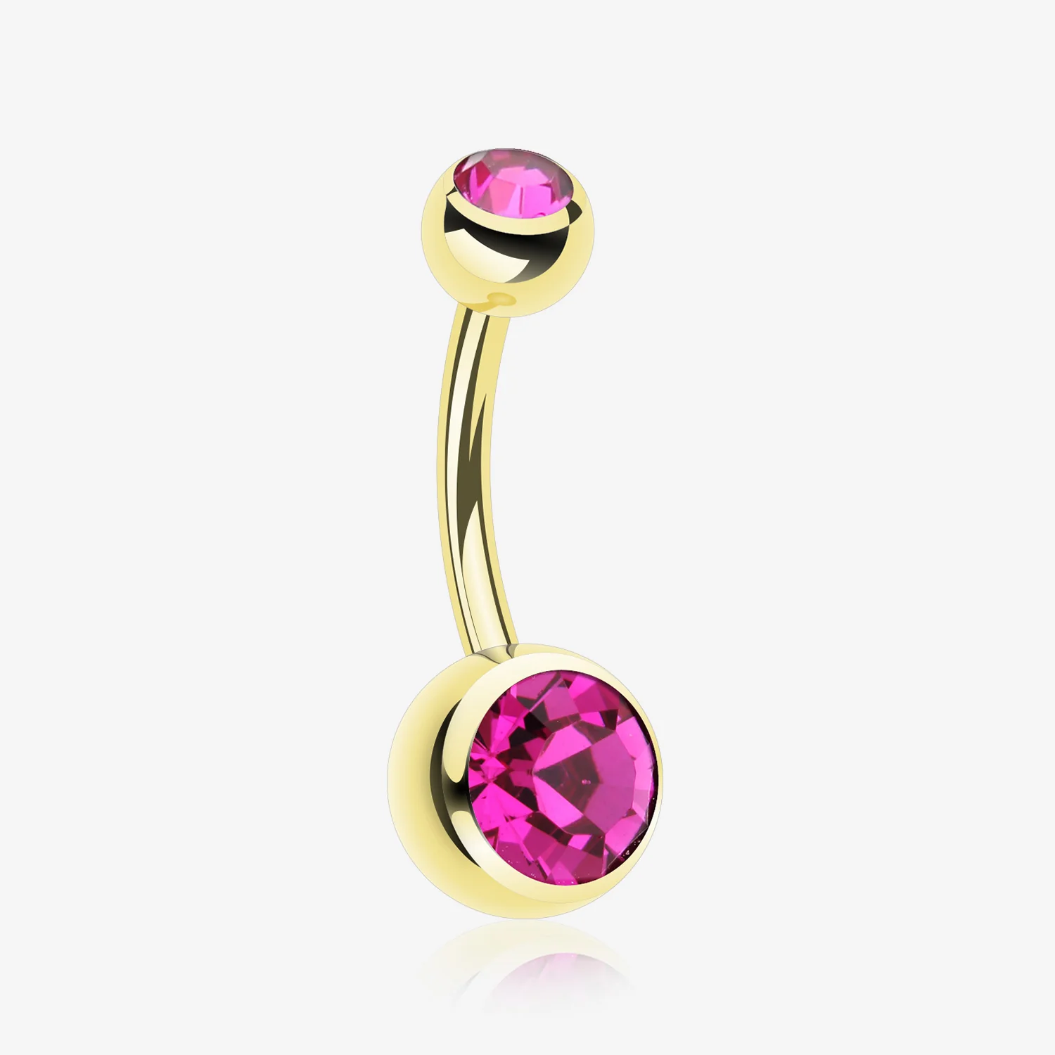 Gold PVD Double Gem Ball Steel Belly Button Ring