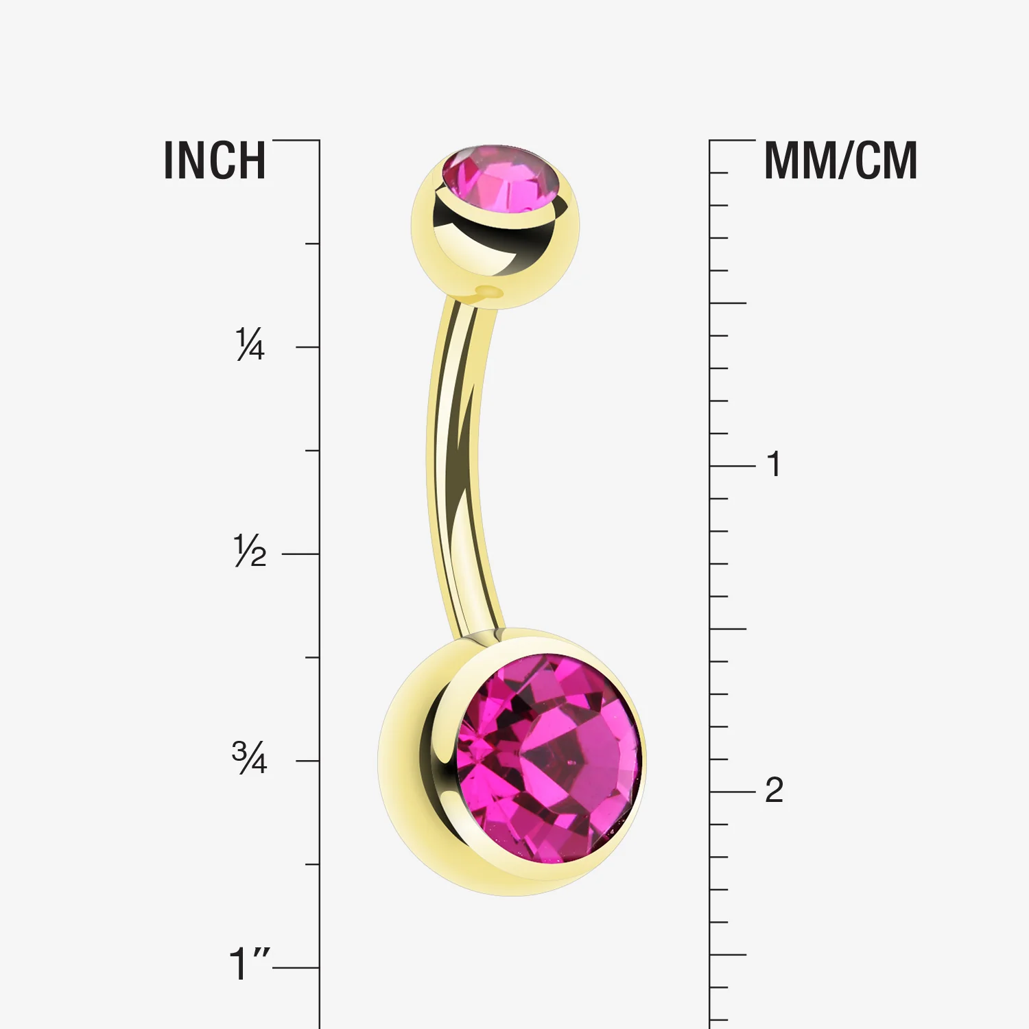 Gold PVD Double Gem Ball Steel Belly Button Ring - Image 2