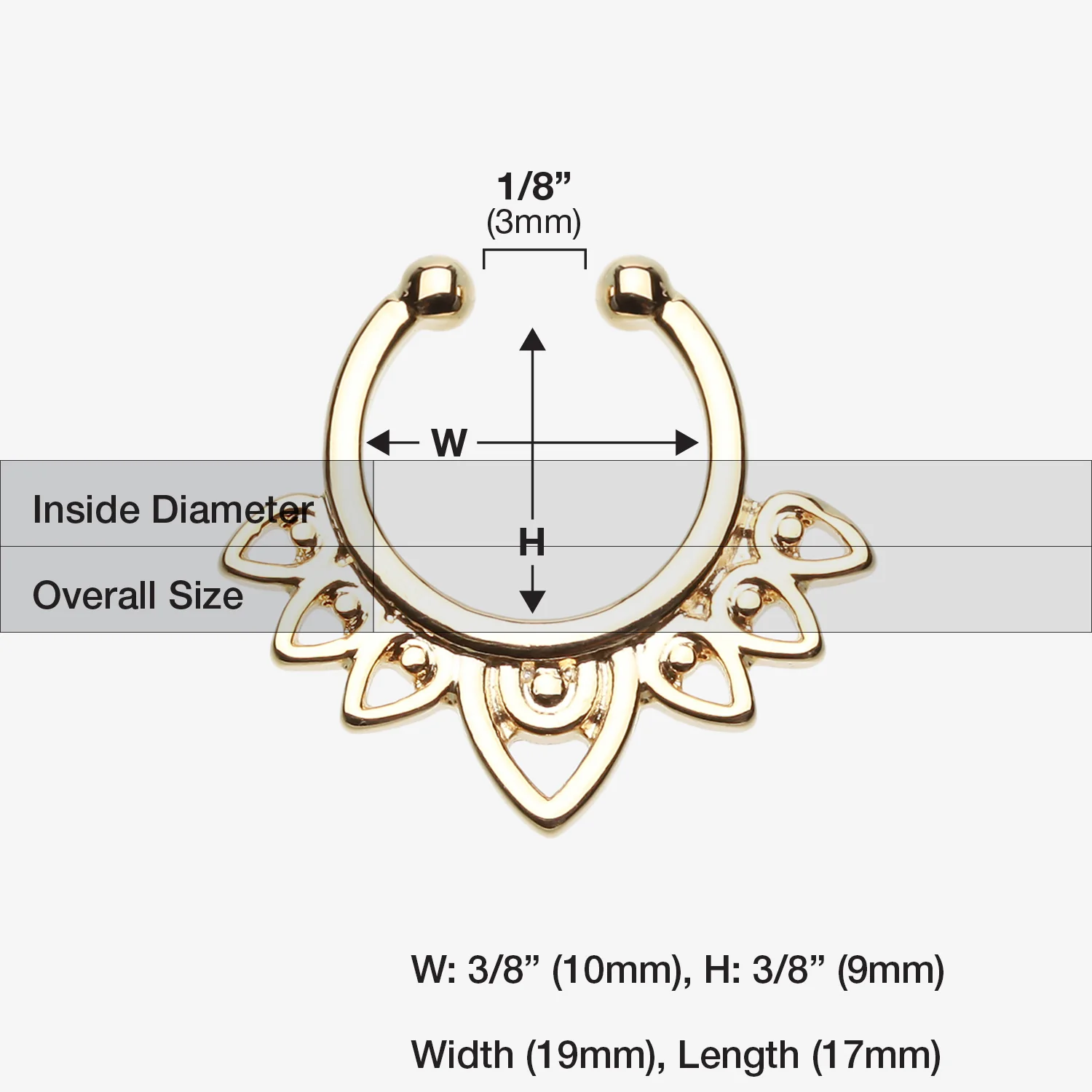 Golden Acerose Filigree Fake Septum Clip-On Ring - Image 2