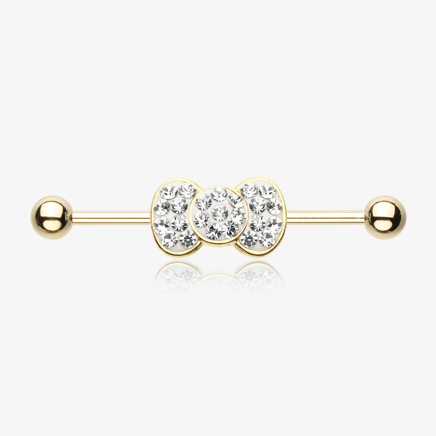 Golden Adorable Bow-Tie Sparkle Industrial Barbell